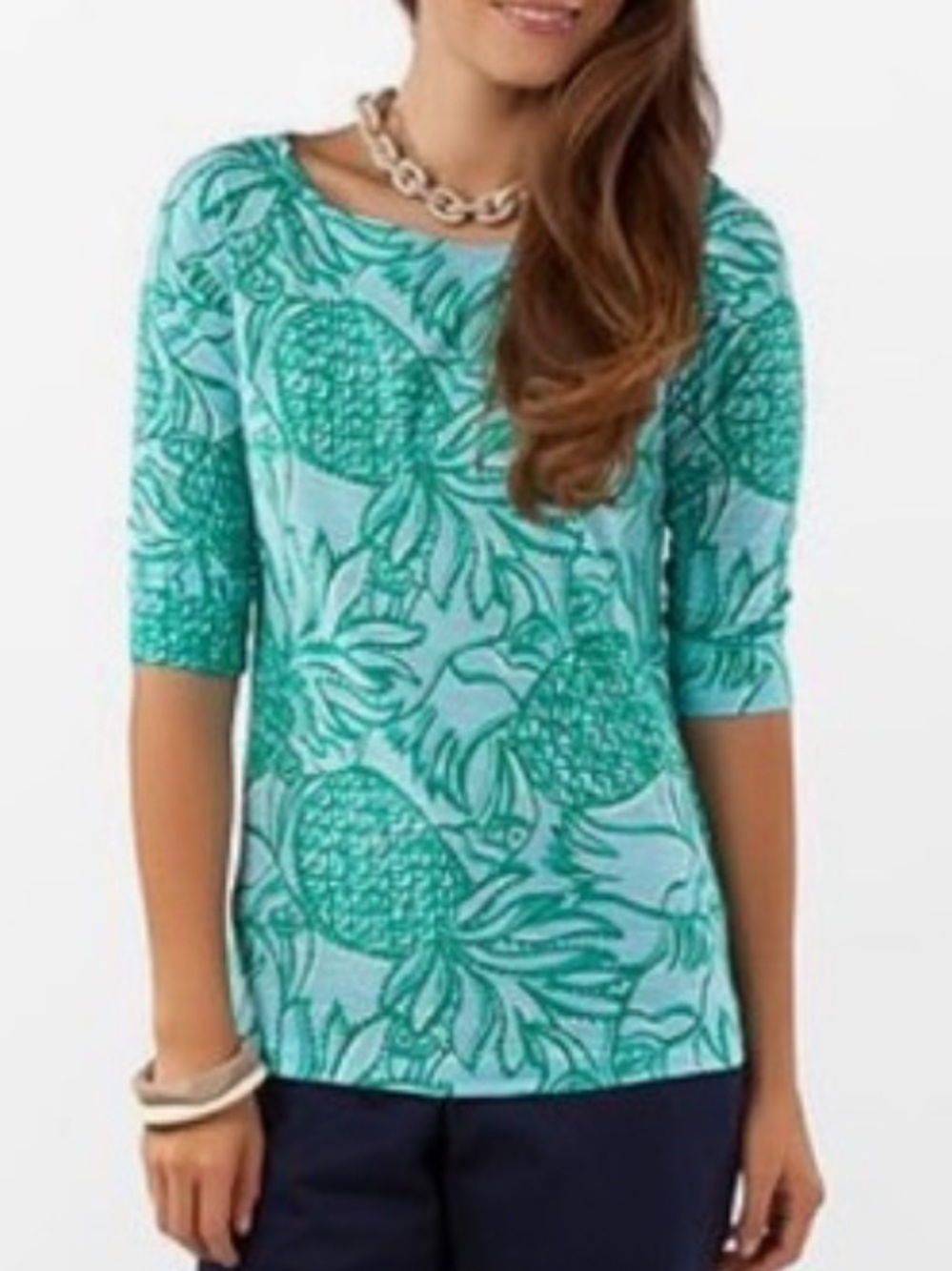 Lilly Pulitzer Aqua Pineapple-Print Cassie Tunic